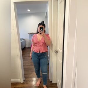Express ripped high rise ultra hyper stretch cropped skinny jeans